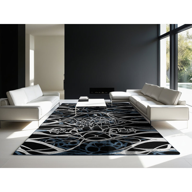 Tapis Midnight Blossom, Carré 3 pi