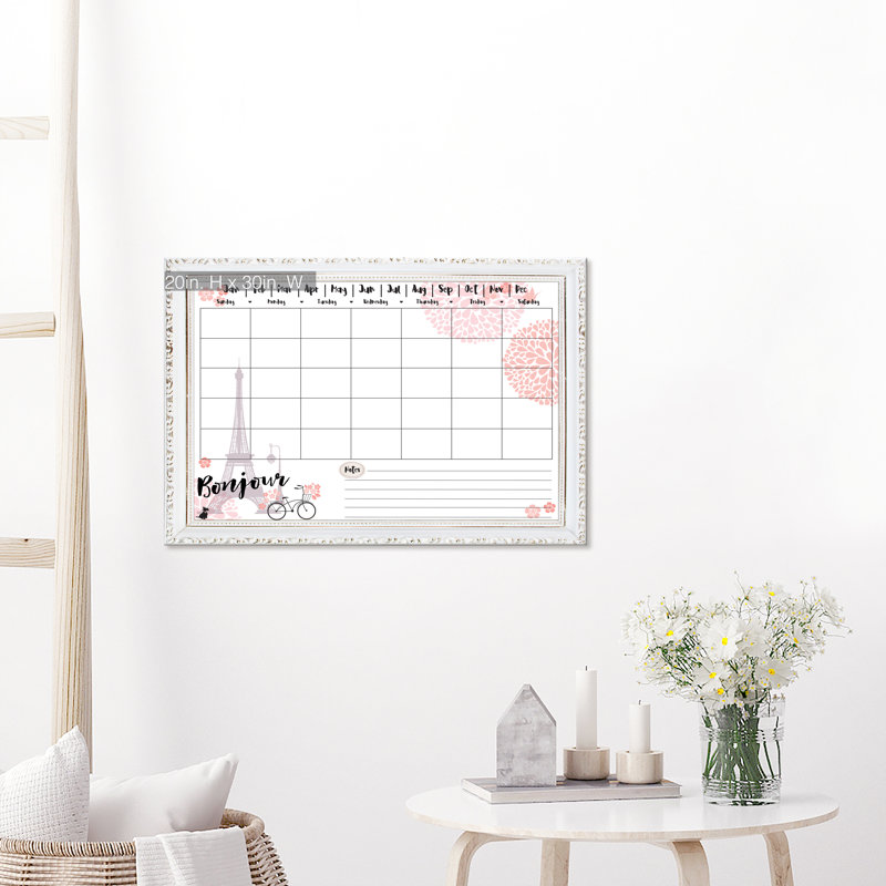 Tableau effaçable mural mural «Bonjour», H 20 po x l 30 po x P 0,75 po