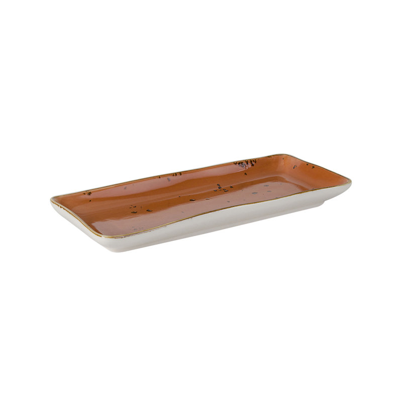 Plateau en porcelaine Tuxton, H 1,1 po x l 11,63 po x P 5,13 po, Orange