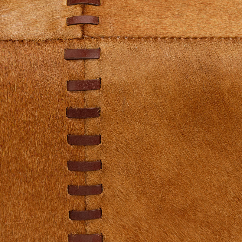 Cream Hide Ottoman, Small, Saddle