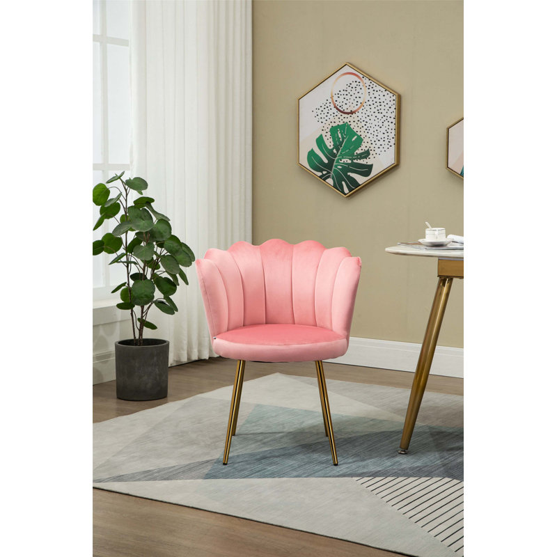 Fauteuil demi-tonneau de 22,8 po Marjeanne, Polyester rose
