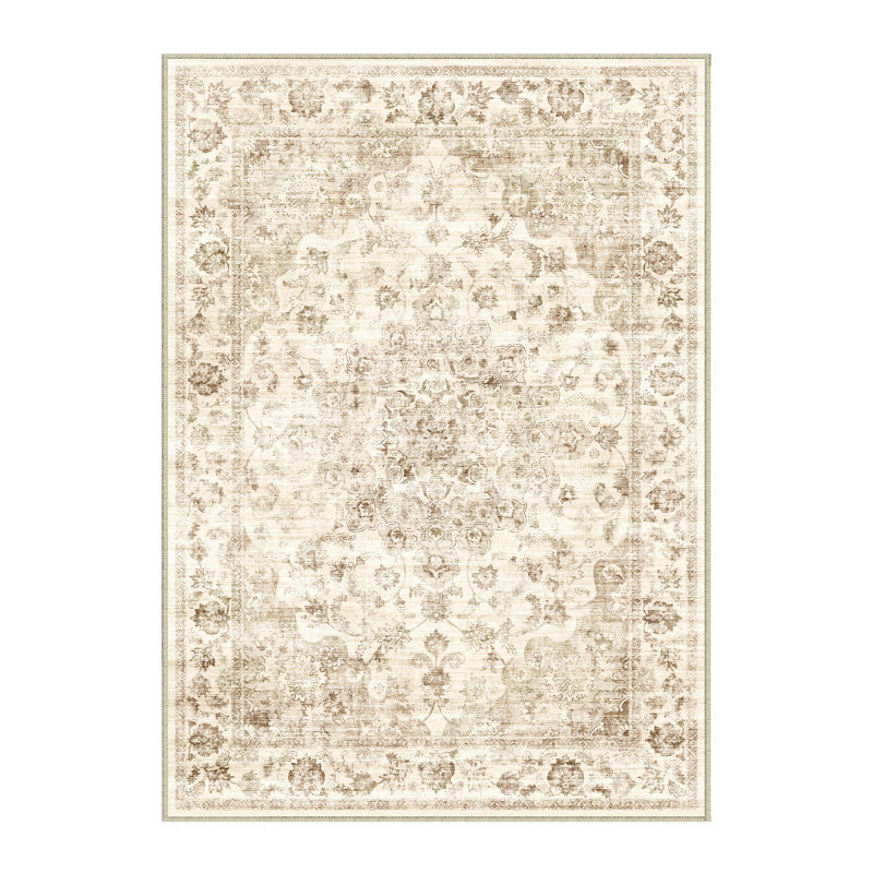 Girven Oriental Beige Area Rug, Rectangle 3'4" x 5'