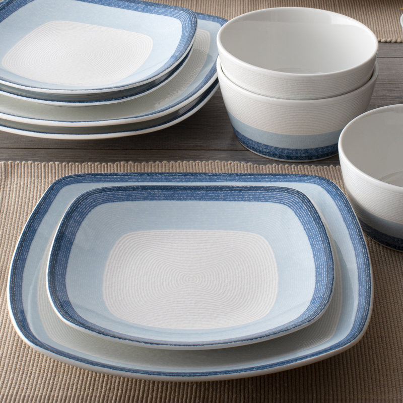 Noritake Colorscapes Layers Square Dinner Plates, 10-3/4", Sky