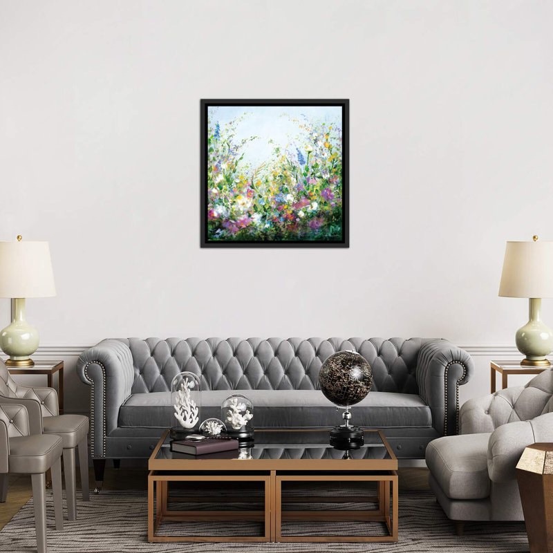 «A Perfect Day» par Jaanika Talts - reproduction d'art encadrée, H 37 po x l 37 po x P 1,5 po, Toile avec cadre noir patiné