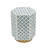 15x13x18.5" Hexagonal Accent Table with Blue Capiz Design and Gold Base