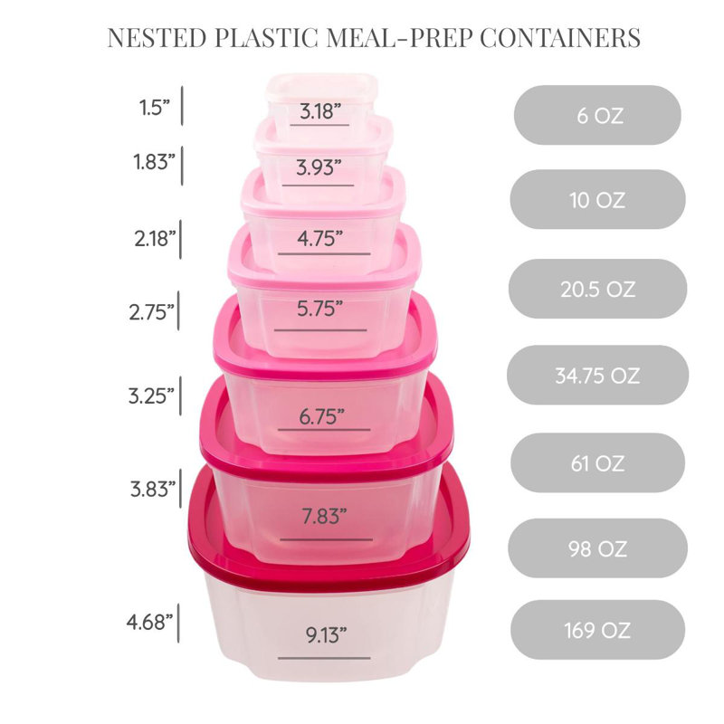 Ensemble de 7 contenants alimentaires Dammian, Rose