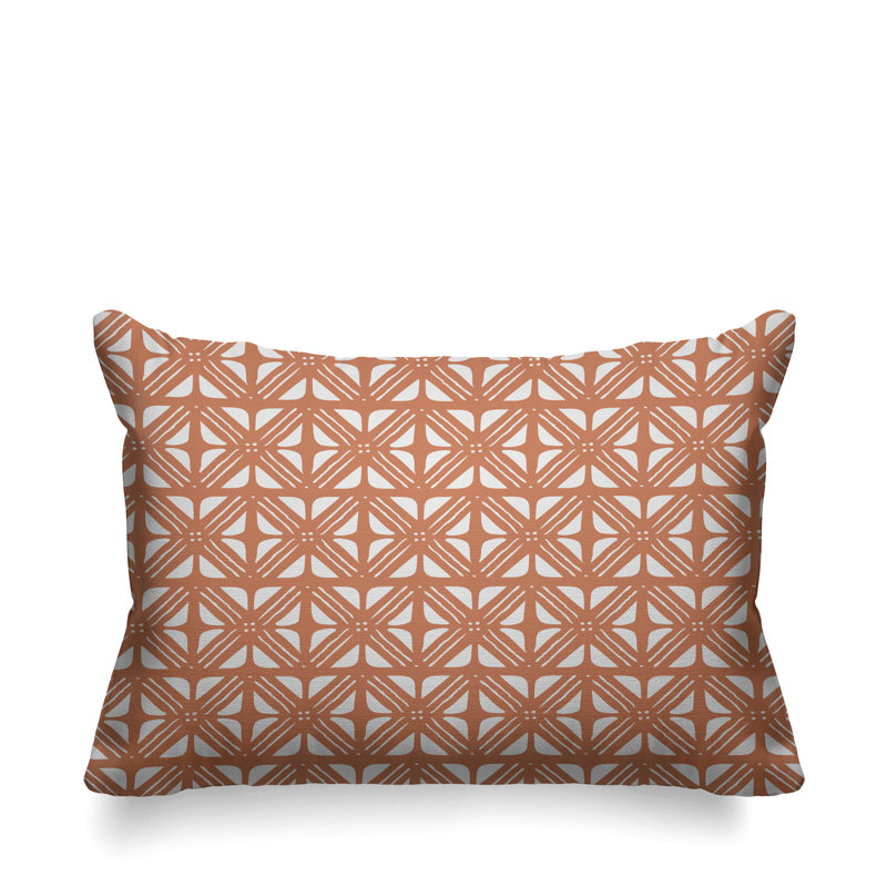 Medley Abstract Outdoor Reversible Throw Pillow, 14" x 20", Peach, Rectangle