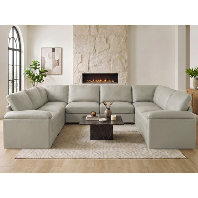 Canapé modulaire moderne avec repose-pieds en cuir de polyuréthane Marybelle Marybelle