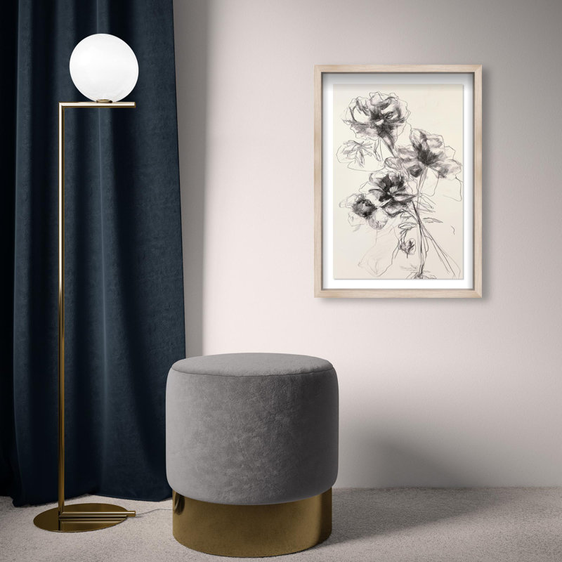 Oliver Gal Pencil Blossom I Floral & Botanical - Luxury Shadowbox Framed Wall Art, 26" H x 18" W, Cream