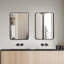 Miroir mural 24x32 pouces rectangulaire noir pour salle de bain moderne - Verre HD de 4 mm, alliage d'aluminium rouille, assemblage facile avec cadre en métal manuel, vis d'installation-130489317
