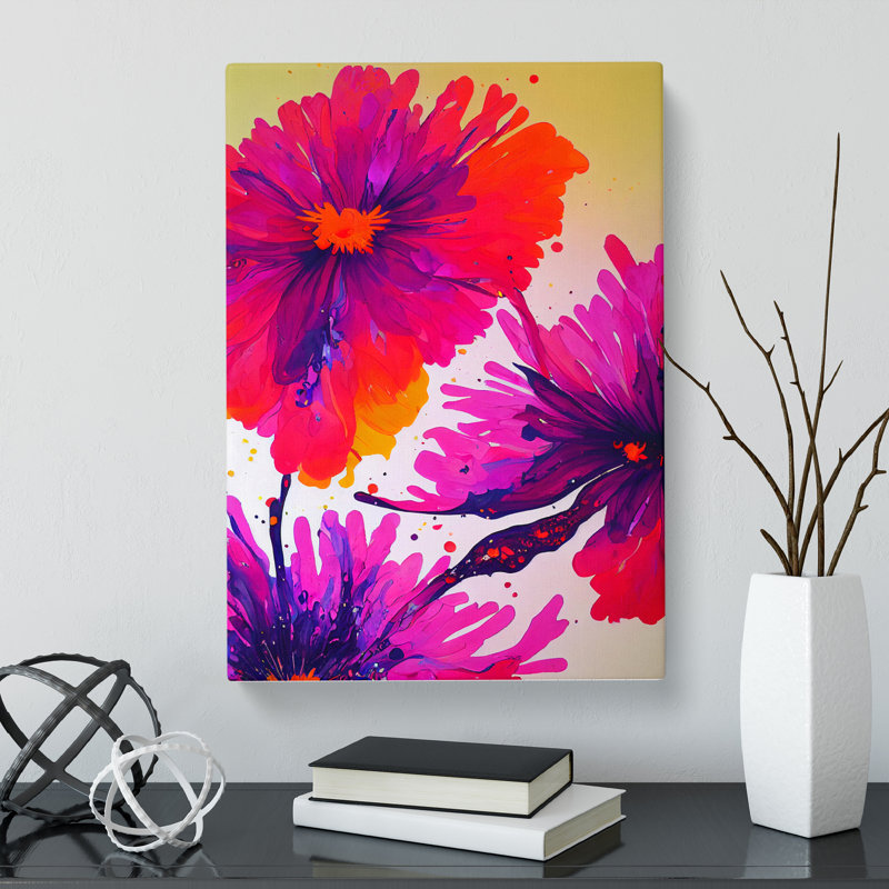 Carnation Flower Splatter Vol.2 - Wrapped Canvas, 50cm H x 35cm W x 3cm D