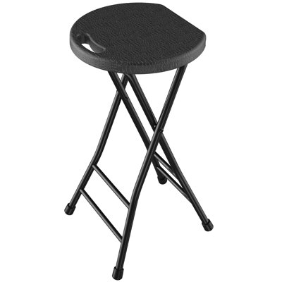 Tabourets de bar portatifs pliables avec barres transversales doubles, siège en plastique robuste et structure en métal pour la cuisine, le dortoir et les petits espaces