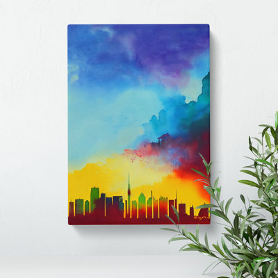 Painted City Skyline No.6 Abstract - Wrapped Canvas