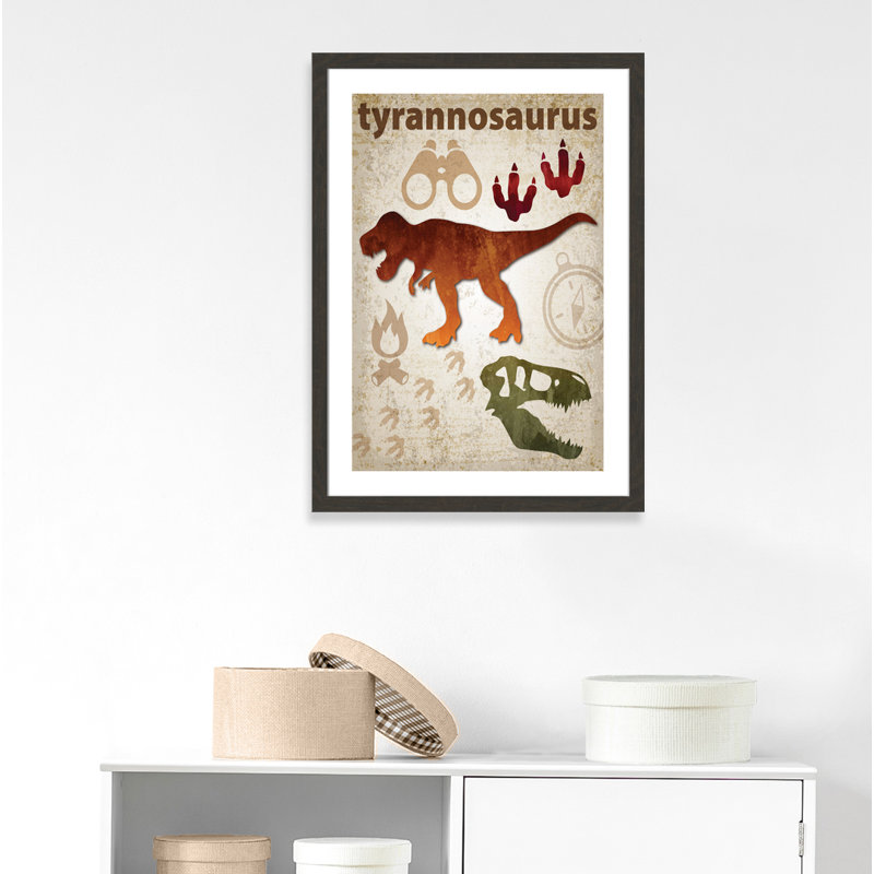 Adhésif décoratif dinosaures - 01 pi, H 36,5 po x l 26,5 po x P 0,625 po, Encadré plat à grain de bois noir