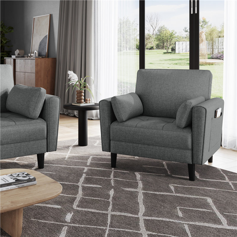Upholstered Accent Chair, Dark Grey