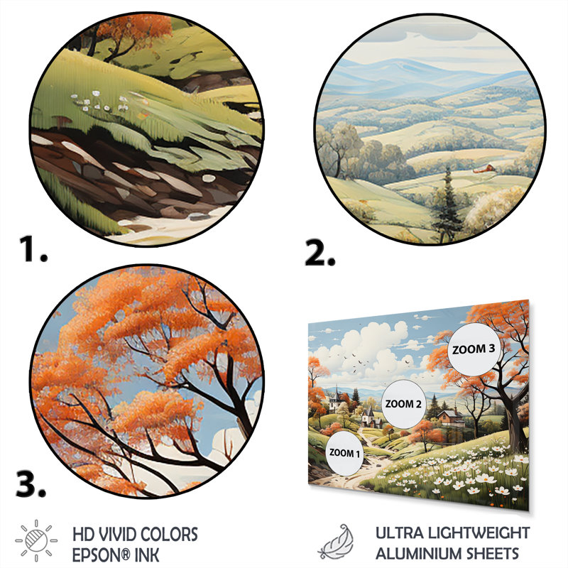 Décoration murale paysage campagne I - paysages au début du printemps I, H 12 po x l 20 po x P 1 po