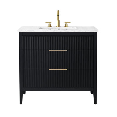 Meuble-lavabo simple 36 po avec plateau en pierre reconstituée Bilroy