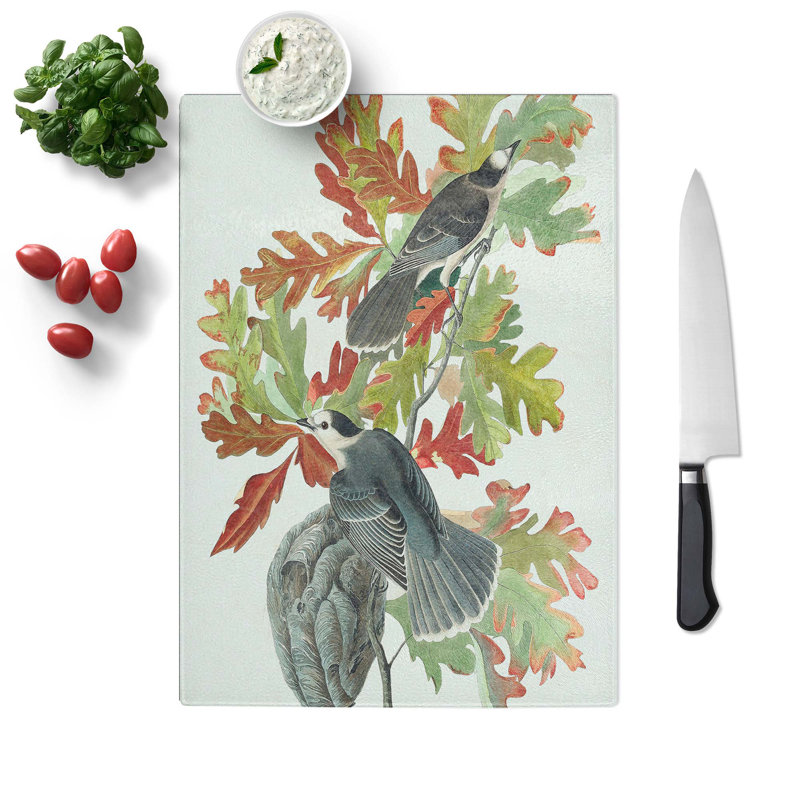Tempered Glass Canada Jay Birds Chopping Board, 28.5 cm W x 39 cm L