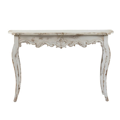 46.1x16.5x29.9 Inches Whitewash Console Table With Queen Legs For Bedroom, 50% Firwood , 18.9lbs, Assembly Required Slimline Hallway Living Room,