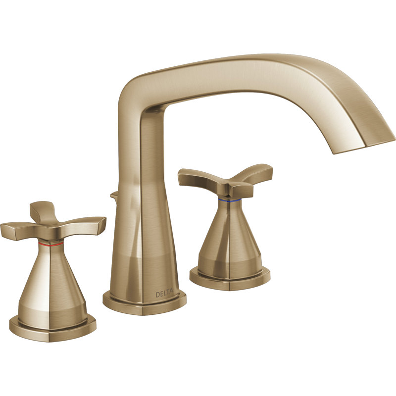 Stryke Double Handle Deck Mounted Roman Tub Faucet Trim, Champagne Bronze