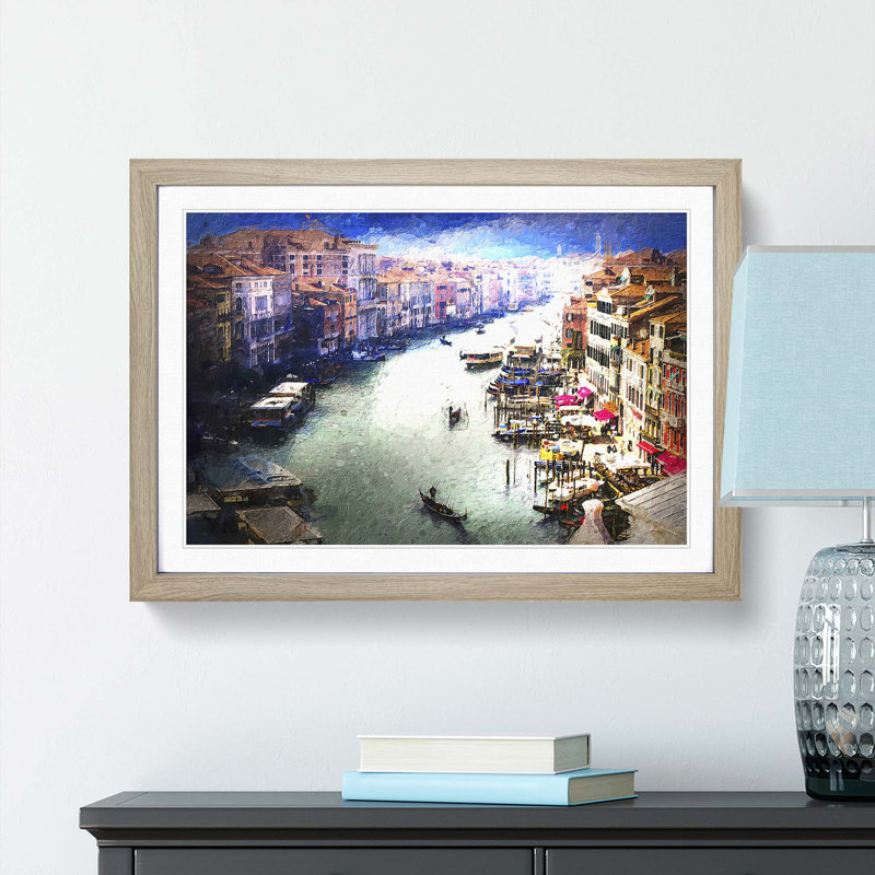 Grand Canal in Venice Italy - Picture Frame Painting Print, Oak Framed, 48cm H x 65cm W x 2cm D