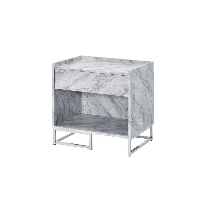 Table d'appoint en faux marbre avec rangement