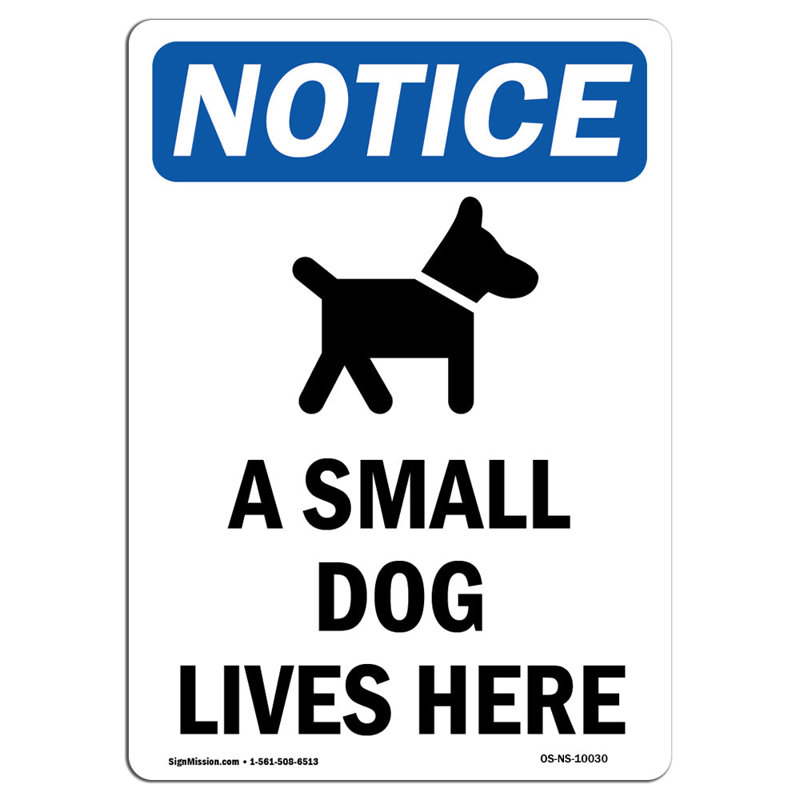Osha avis - un petit chien vit ici avec le symbole