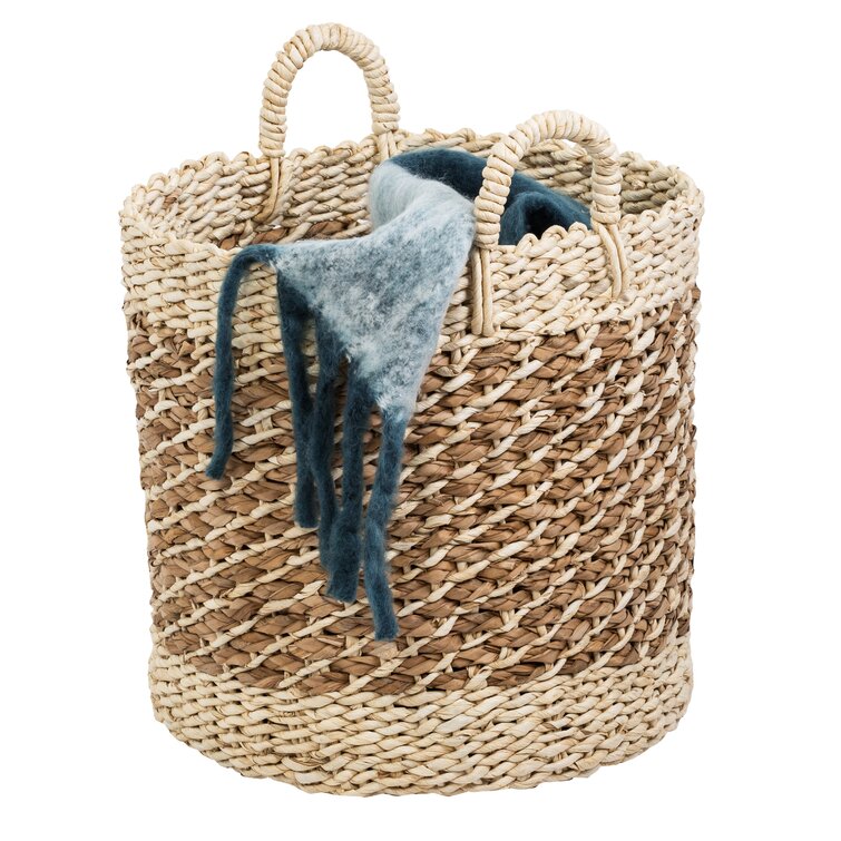 Baum Faux Wicker Woodstrip Edge 3 Piece Plastic Basket Set