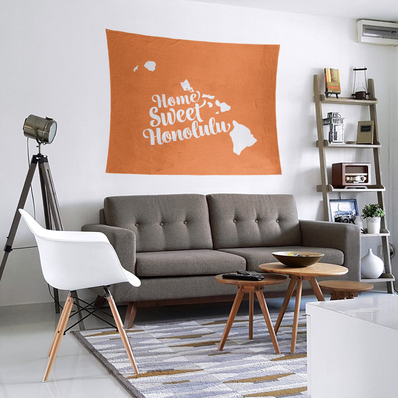 Tapisserie murale honolulu hawaii, H 27,5 po x l 37,5 po, Orange