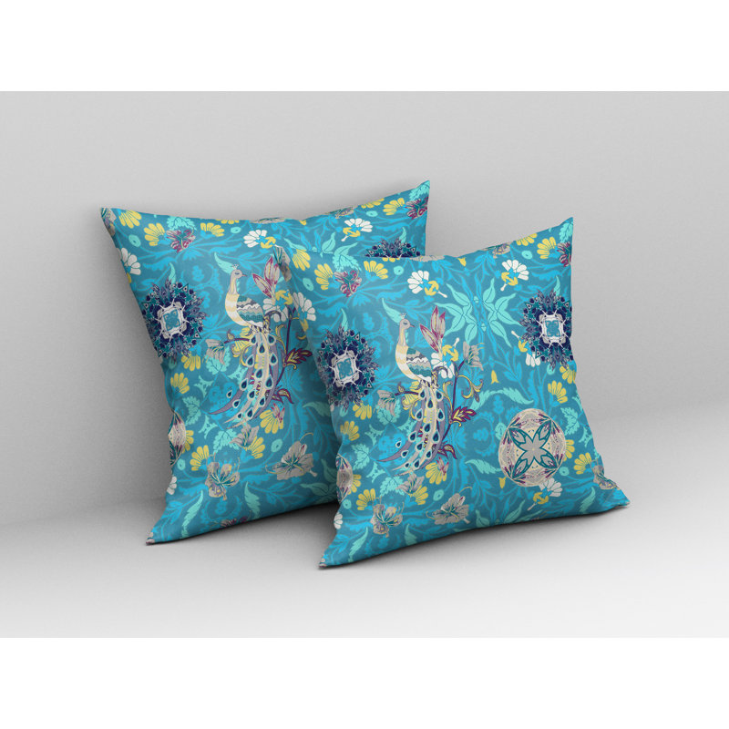 Amaretto Reversible Throw Pillow, 18"x18", Blue/Turquoise