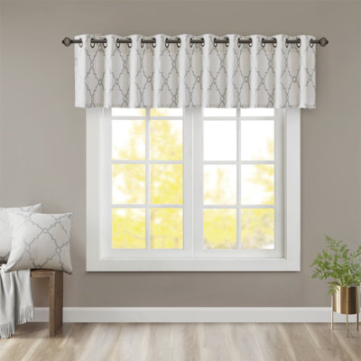 Fretwork Print Grommet Top Window Valance Ivory/Grey 50X18"
