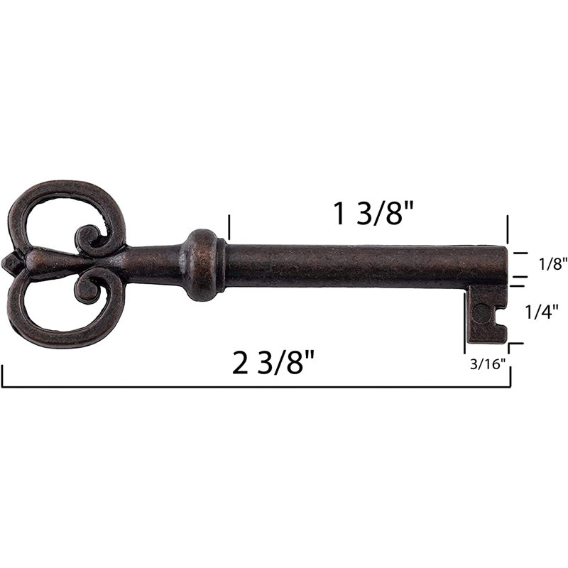 Clé squelette tonneau en bronze plaqué bronze