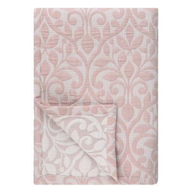 Vineyard Cotton Blend Medium Weight Matelasse Weave Floral Scroll Coverlet