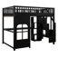 Lit mezzanine avec escalier de rangement et éclairage DEL, cadre de lit mezzanine en bois massif avec port USB, panneau de fenêtre décoratif et étagères ouvertes intégrées-1035931489-1035931490