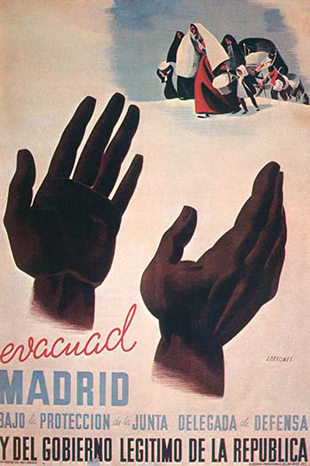 « évacuer madrid » par canavate-impression publicitaire, H 36 po x l 24 po
