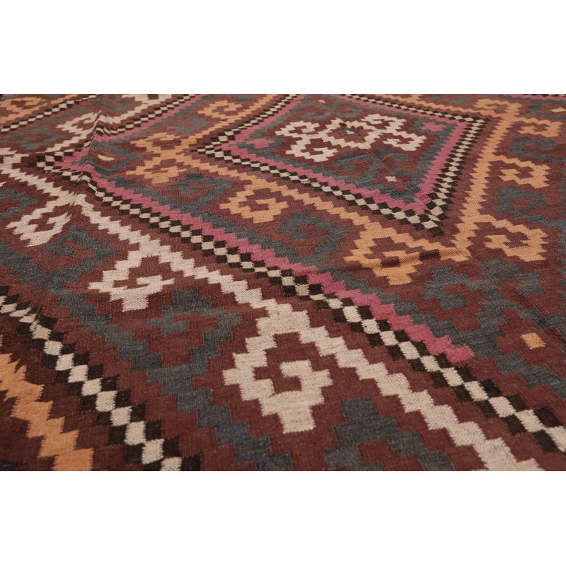 Tapis de zone en laine noué la 7 pi 4 po x 11 pi 8 po one-of-kind Albano
