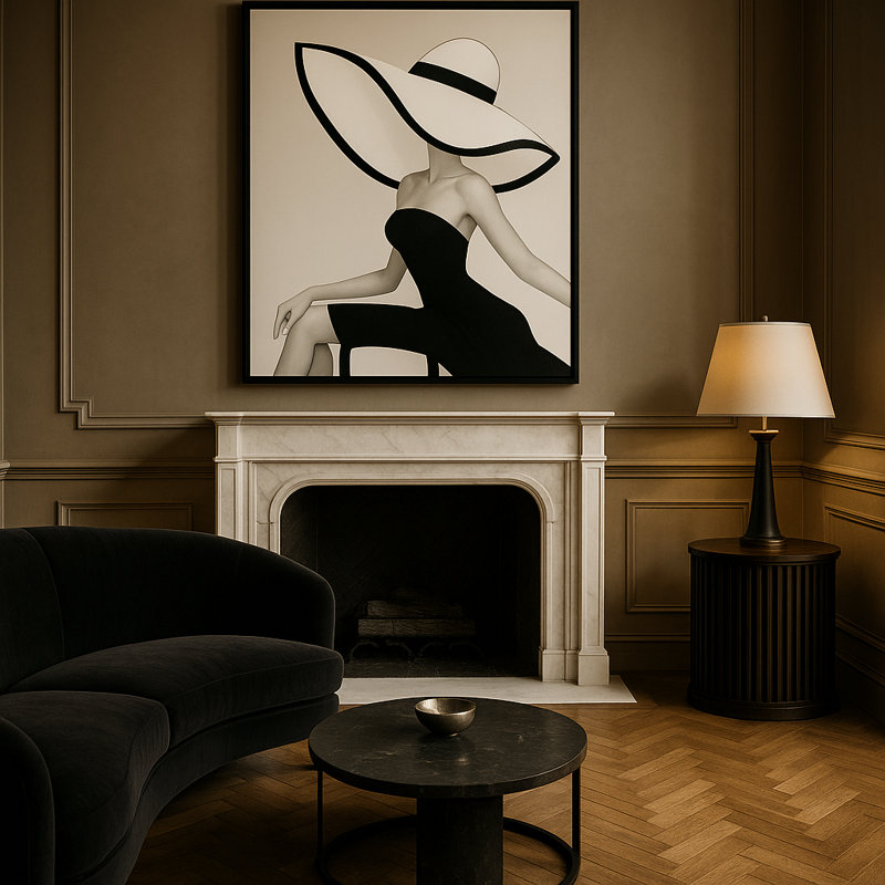 Tableau encadré « Silence Ivoire » par - Cadre marron, Brun
