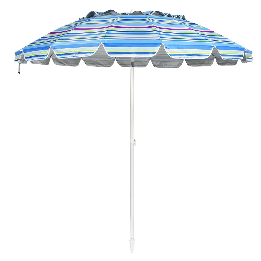 Astolfo 8 Ft Beach Umbrella Outdoor Tilt Sunshade Sand Anchor W/carry Bag Arlmont & Co. 