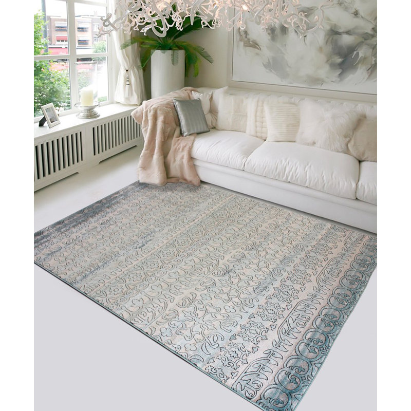 Tapis intérieur/extérieur bleu Straka, Rectangle 5 pi x 8 pi