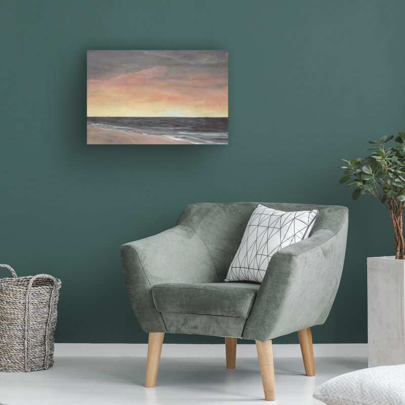 Sunset Beach Horizontal Canvas Wall Art in Wood Frame