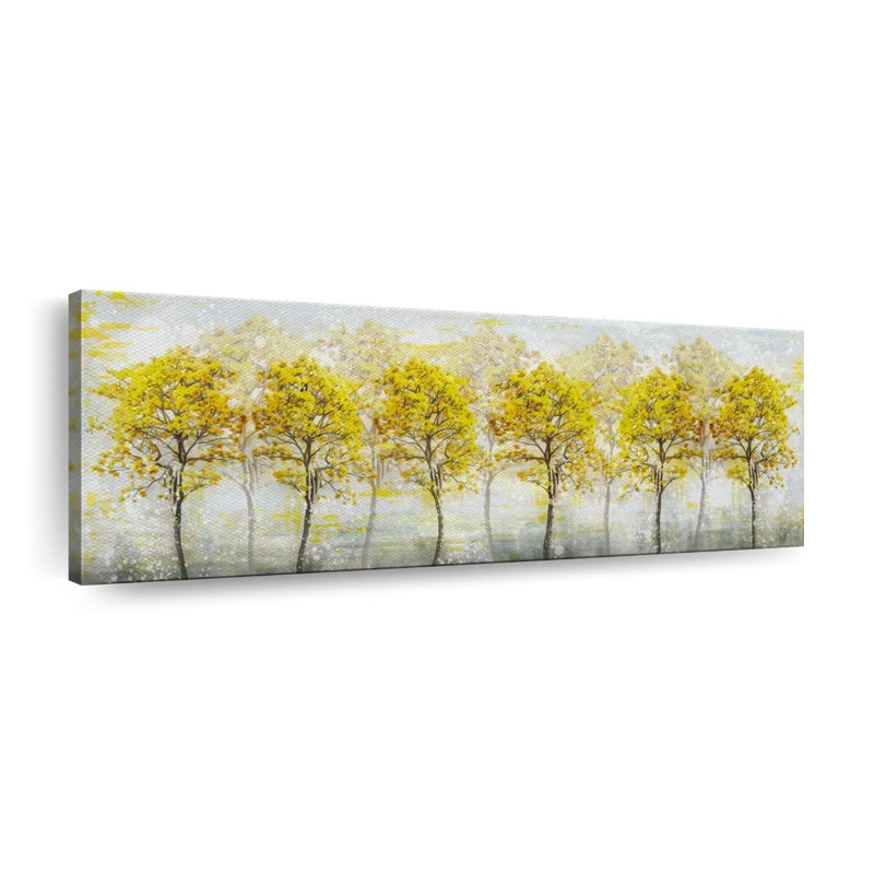 Automne, arbres jaunes sur toile, H 8 po x l 24 po x P 1 po