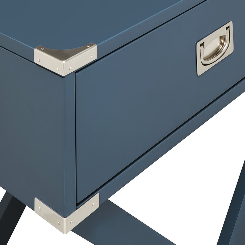 Table de chevet à 1 tiroir Marotta, Bleu acier