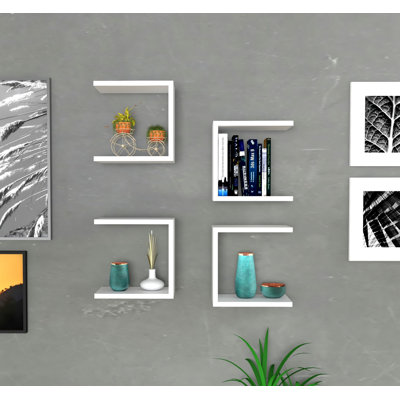 Tablette murale Rudolfina, blanc, 11,8 po x 11,8 po x 7,7 po | 100% panneau de particules enduit de mélamine, épaisseur: 0,7 pouce | Solution de rangement élégante et fonctionnelle pour la maison ou le bureau | Conception murale facile