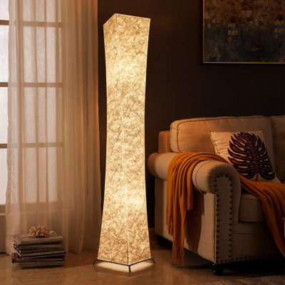 Orren Ellis Gada 61'' Silver Column Floor Lamp with Outlet & Reviews ...