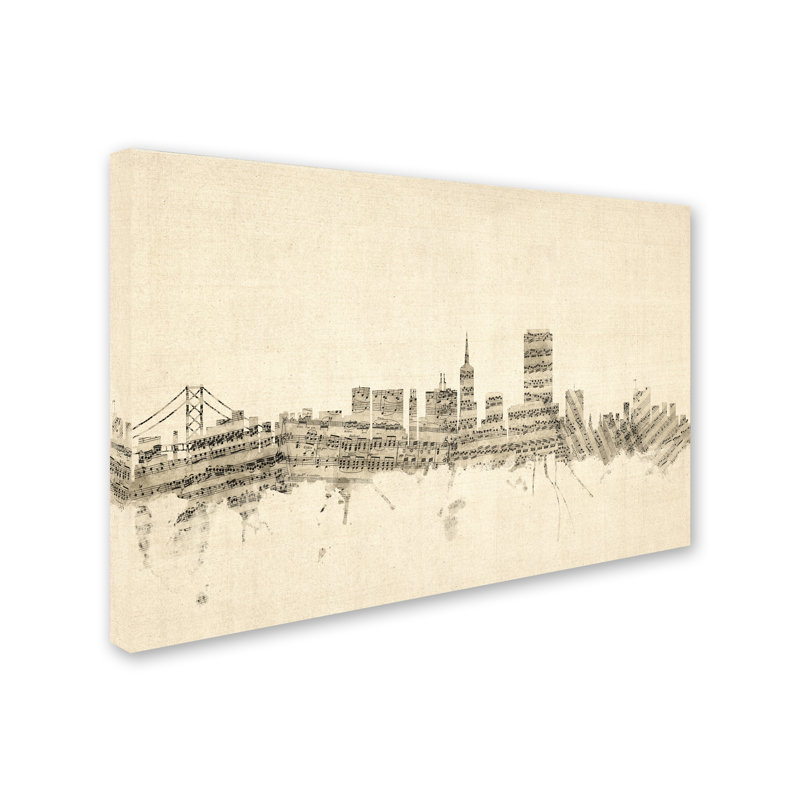 « san francisco », impression sur toile tendue, impression sur toile tendue, "music sheet" par michael tompsett