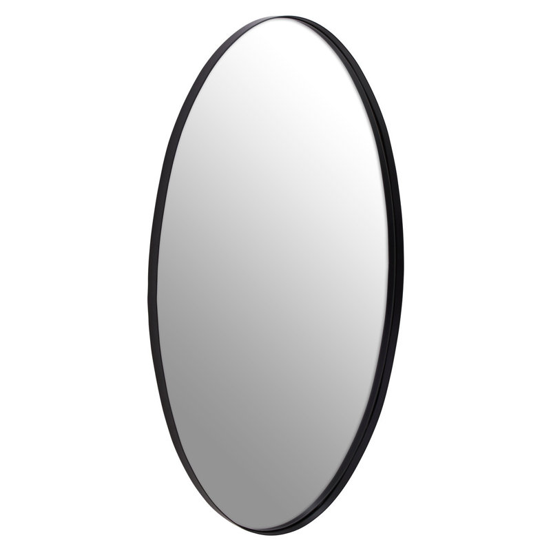 Aguon Metal Flat Wall Mirror, 100H" x 60W" x 3"D, Oval, Black