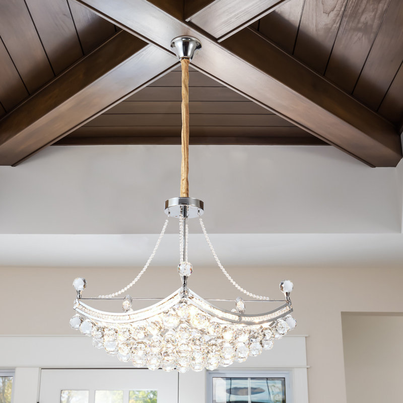 Lustre en cristal unique / remarquable à 6 lumières de 24 po Aritha, Blanc