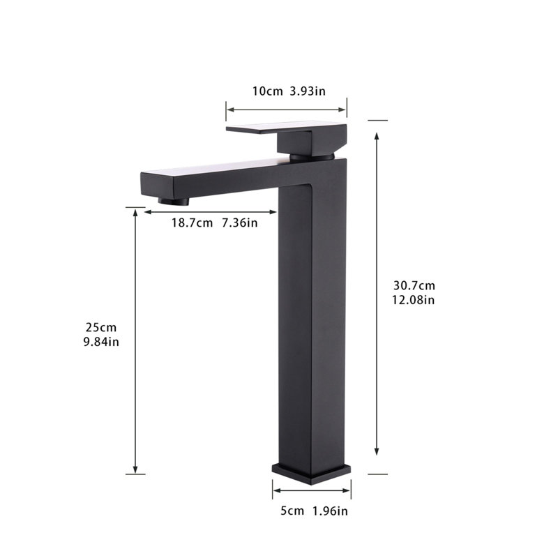 Modern Bathroom Sink Faucet with Single Handle, Black