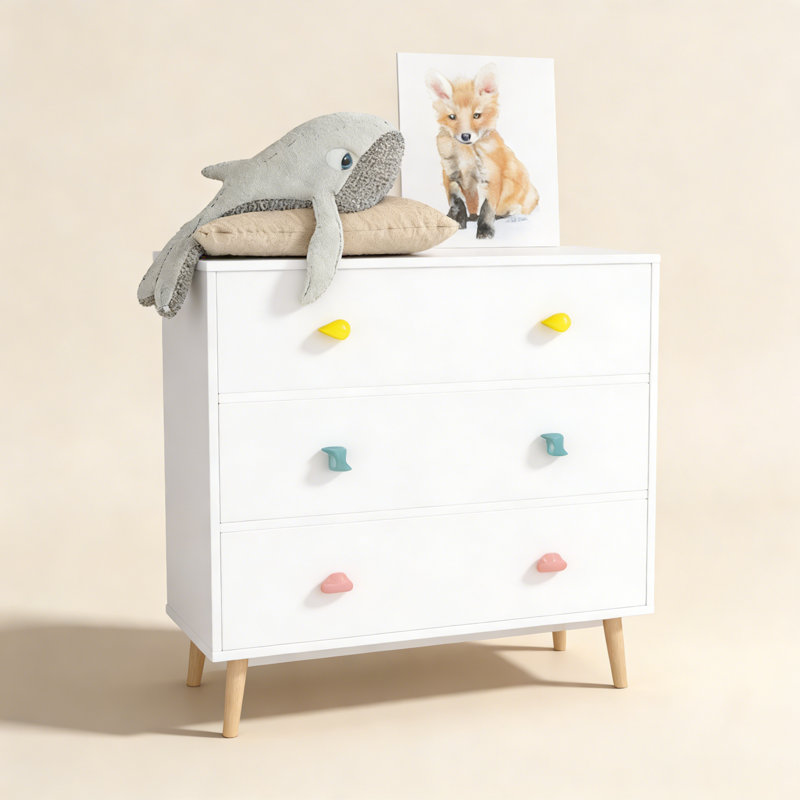 Kids 3 Drawer Dresser, Baby Nightstand for Bedroom, Storage Cabinet for Toddler Child for Living Room, Toddler Room, Nursery, Closet