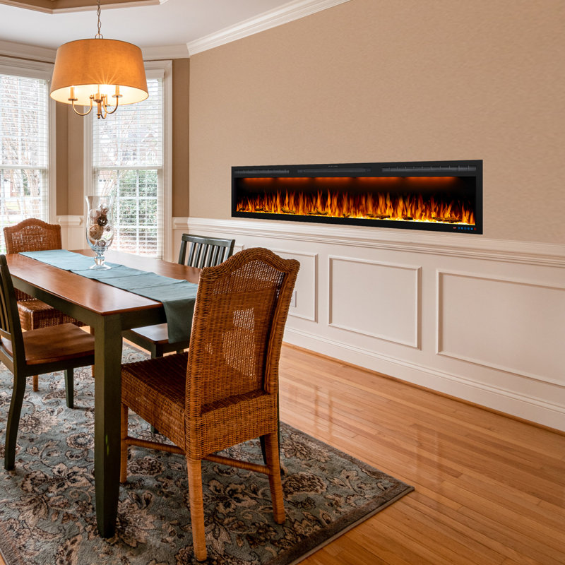 Schonbrunn Recessed Wall Mounted Electric Fireplace, Wide Screen & Ultra-Thin Frame, 17.7" H x 60" W x 5.5" D